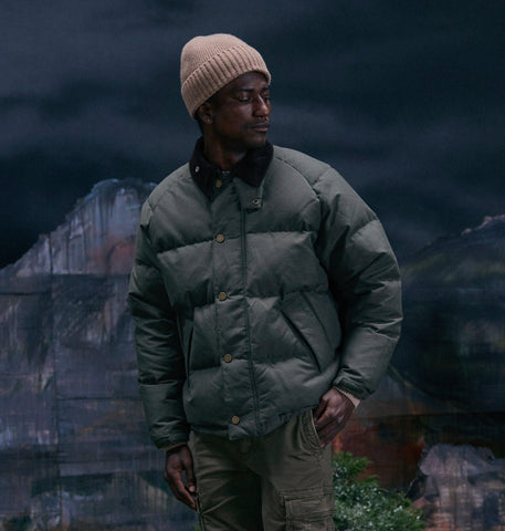 SOREL X Barbour Transport Wax Puffer Jacket