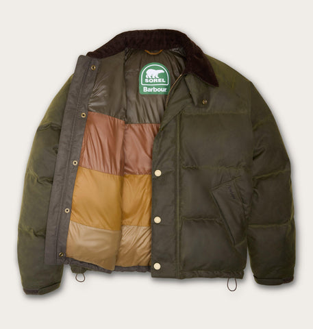 SOREL X Barbour Transport Wax Puffer Jacket